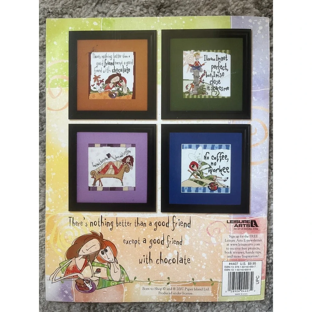 Leisure Arts Born To Shop Life Lessons Cross Stitch Pattern Book 10 Designs 4407